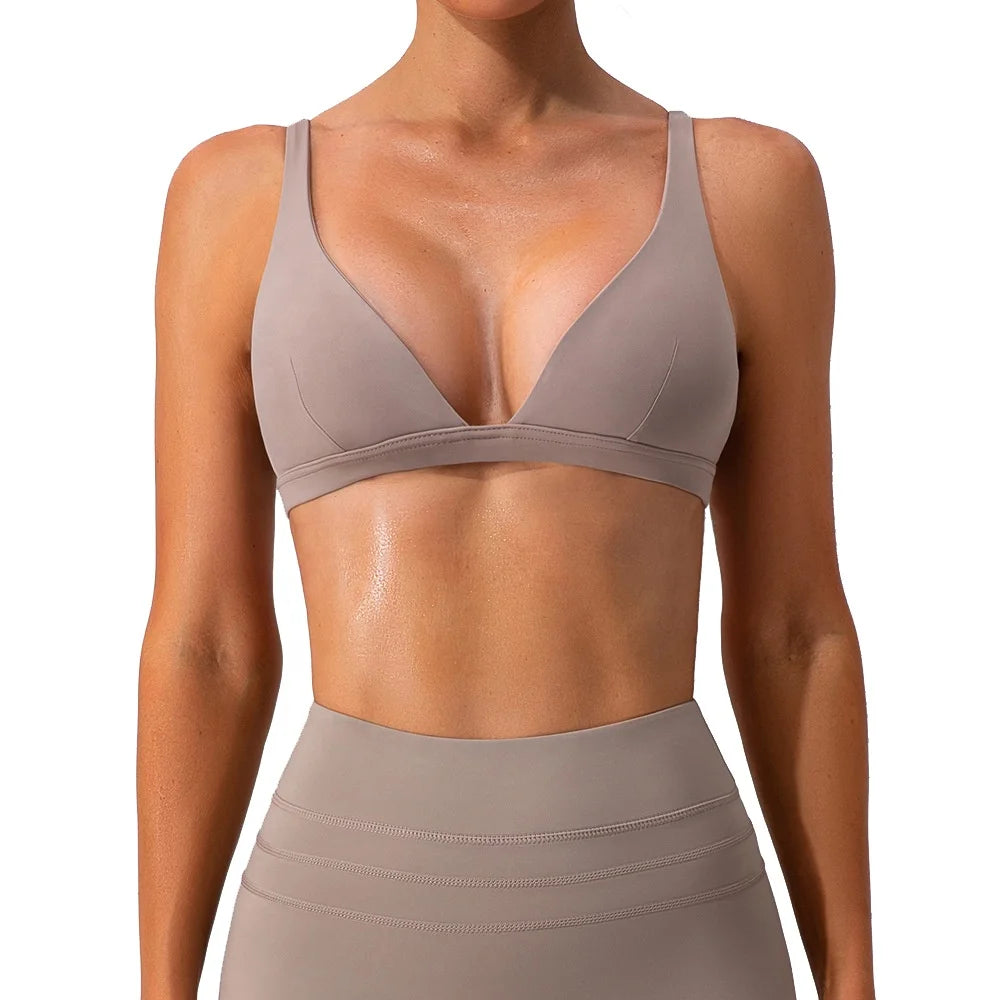 Women Soft Slimming  V Neck Running Bra