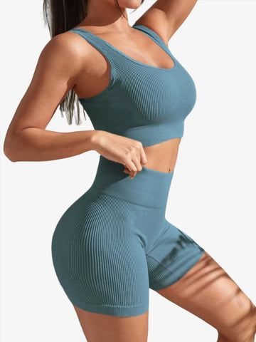 Women Seamless Ribbed Yoga Sets