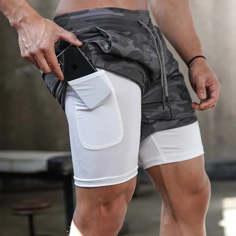 2-in-1 Camo Shorts for Running & Gym