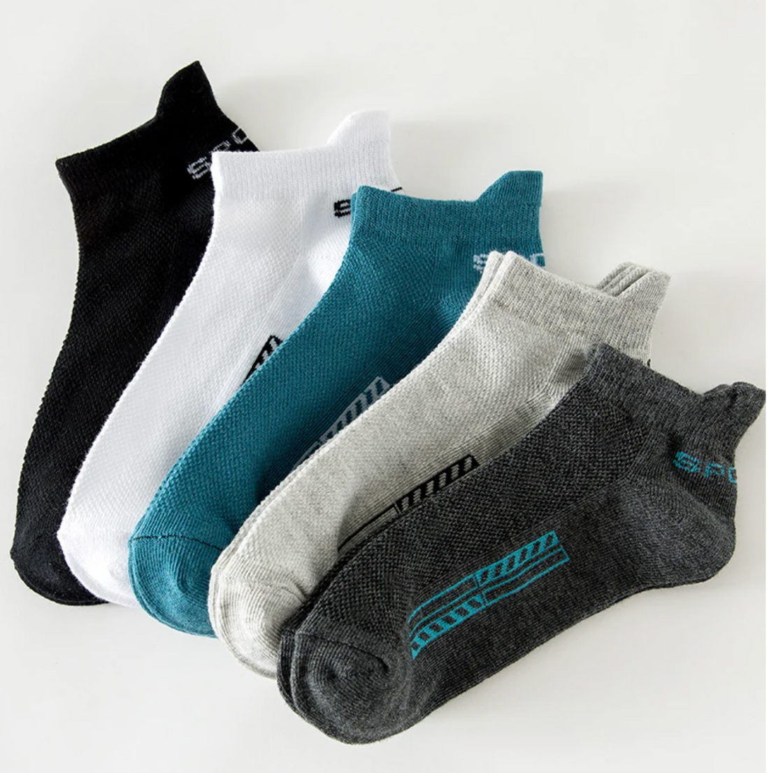 Breathable Organic Cotton Sports Socks 5-Pack